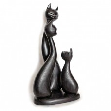 51024Ч Скульптура "Кот, кошка, котенок" черная