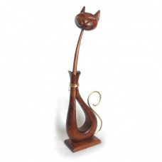 51040К Скульптура "Кот с металлом" (коричневый)