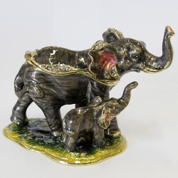 Шкатулка со стразами Слон со слоненком 127