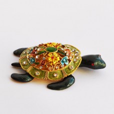 Шкатулка со стразами Н-23-3048-1 черепаха с цветами на спине