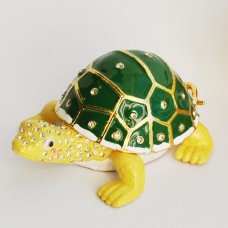 Шкатулка со стразами Н-23-3204 черепаха с зеленым панцирем