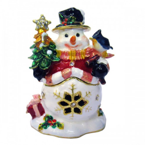 Новогодняя шкатулка Снеговик с елкой