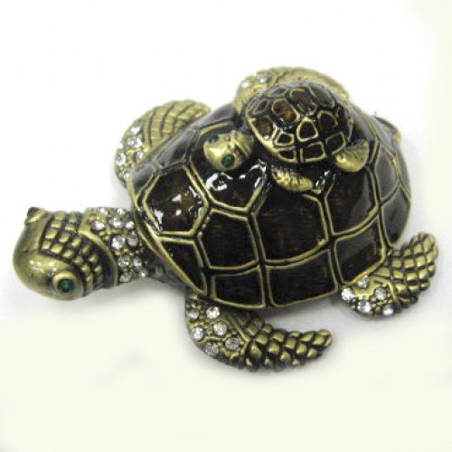 Сувенир шкатулка 1857 Большая черепаха с маленькой на спине